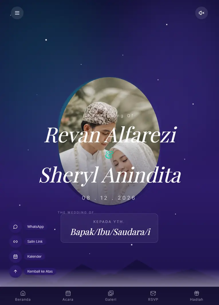 Pratinjau template Aurora Love di layar handphone