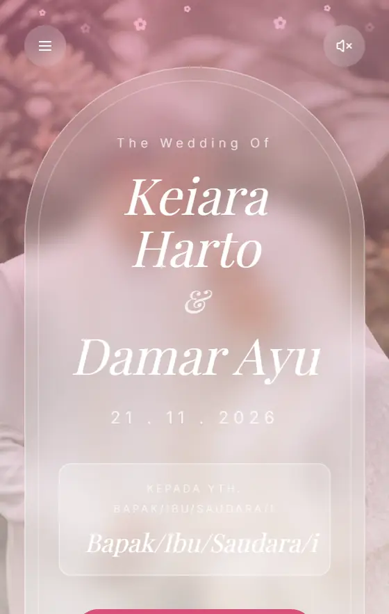 Pratinjau template Sakura Pink di layar handphone